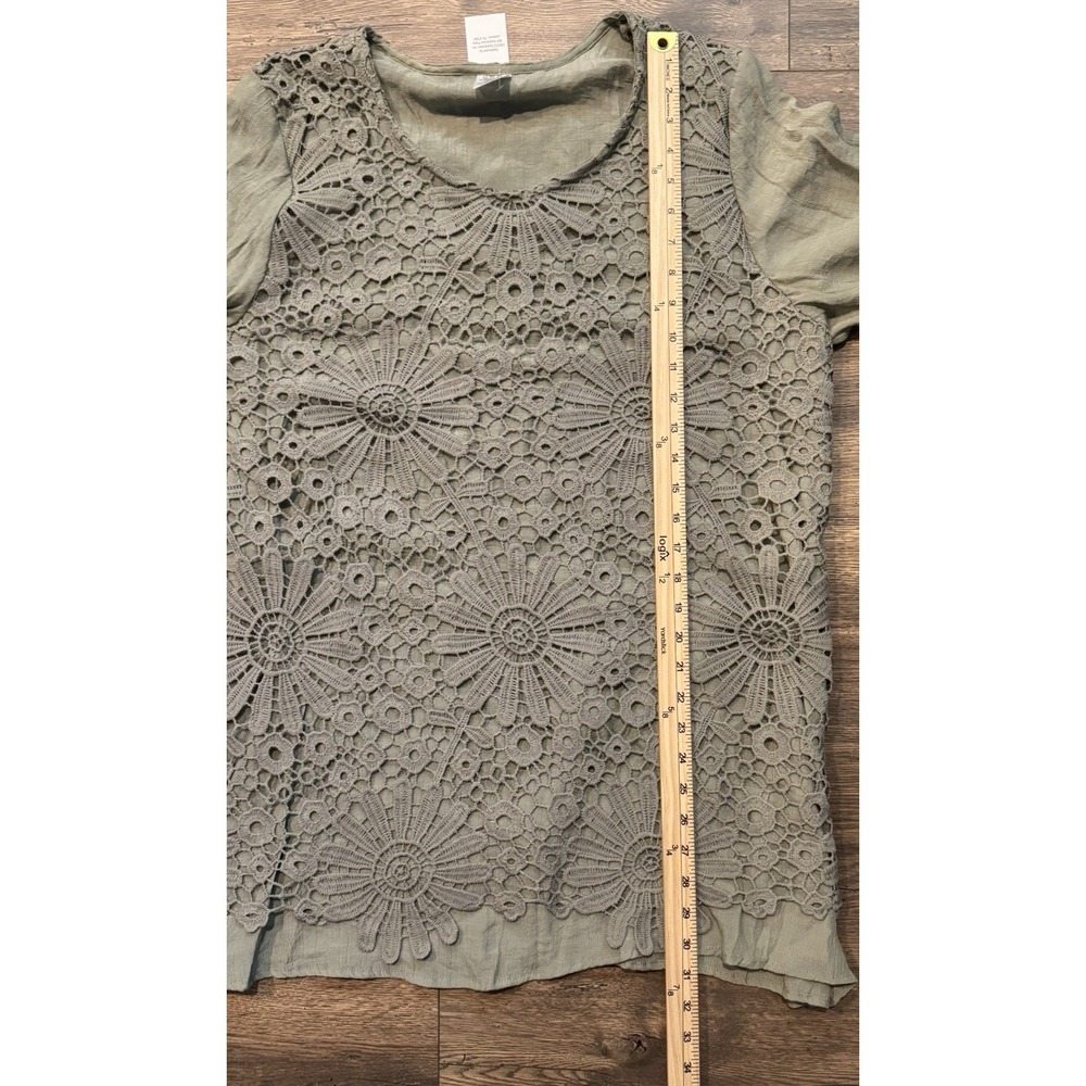 Boho Floral Crochet Lace Tunic Top Sage Green Bell Sleeve Oversized XXL - Picture 8 of 8